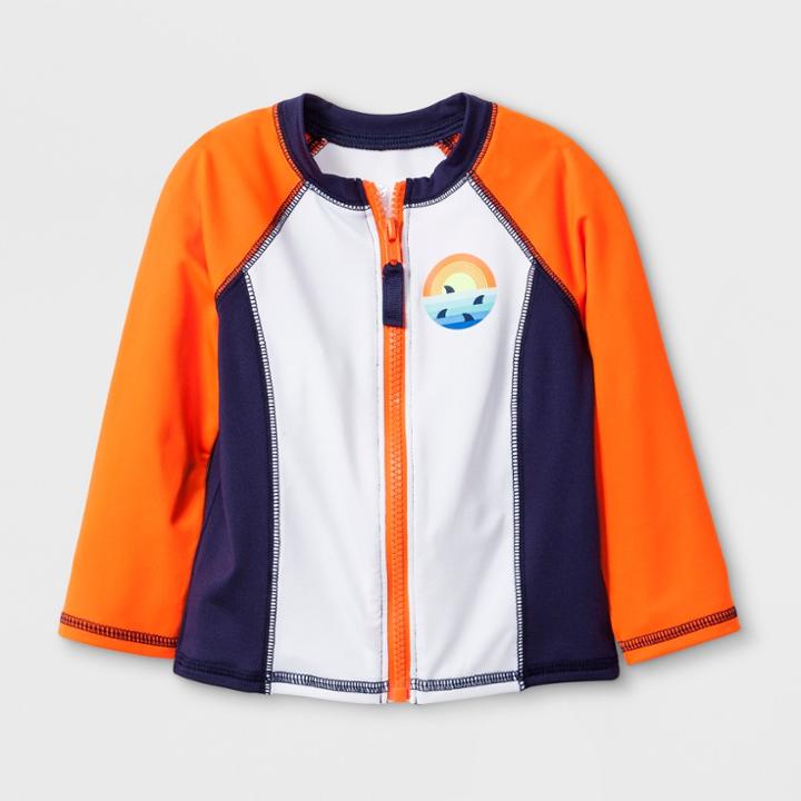Baby Boys' Long Sleeve Zip-up Sun Rash Guard - Cat & Jack Orange