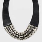 Faux Leather Statement Necklace - A New Day Black, Women's