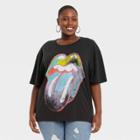 Women's Plus Size The Rolling Stones Oversized Short Sleeve Graphic T-shirt - Black