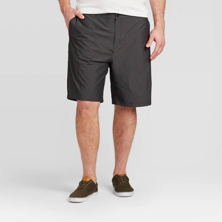 Men's Big & Tall 10.5 Micro Striped Hybrid Swim Trunks - Goodfellow & Co Black