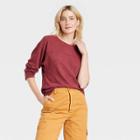 Women's Long Sleeve Varsity T-shirt - Universal Thread Burgundy