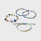 Semi-precious Angelite Lapis Honey Topaz Stretch Bracelet Set 3pc - Universal Thread Blue