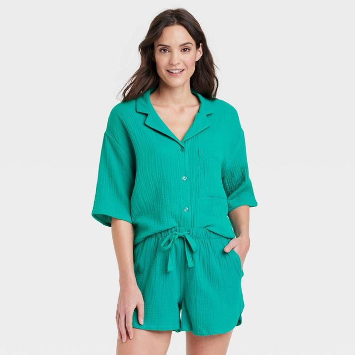Women's 100% Cotton Gauze Top - Stars Above Jade
