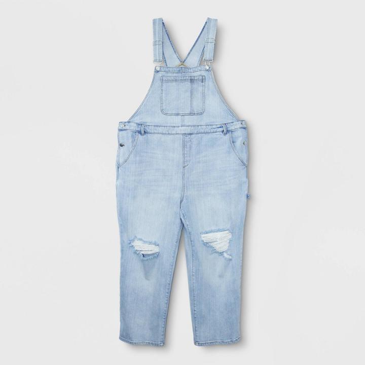 Women's Plus Size Oversized Denim Overalls - Wild Fable Light Wash