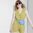 Women's Striped Sleeveless V-neck Collared Romper - Wild Fable