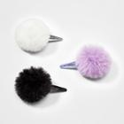 Toddler Girls' 3pk Pom Hair Clips - Cat & Jack White/purple/black, White/gold/purple