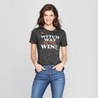 Women's Short Sleeve Witch Way To The Wine Graphic T-shirt - Modern Lux Charcoal