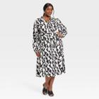 Women's Balloon Long Sleeve Shirtdress - Ava & Viv Black