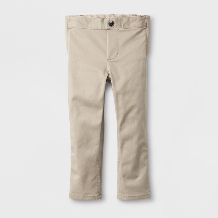 Toddler Boys' Adaptive Uniform Chino Pants - Cat & Jack Khaki 2t, Boy's, Beige