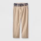 Eddie Bauer Boys' Twill Pants With Belt Khaki (green)