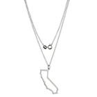 Prime Art & Jewel Sterling Silver Cutout California State Pendant Necklace With 18 Chain, Girl's, California