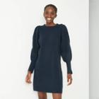 Women's Puff Long Sleeve Sweater Dress - A New Day Navy