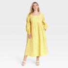 Women's Plus Size Bell Long Sleeve Dress - Who What Wear Yellow Leopard Print