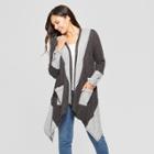 Women's Long Sleeve Lace-up Cuff Patchwork Open Layering Jacket - Knox Rose Gray