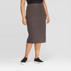 Women's Plus Size Rib Knit Skirt - A New Day Dark Gray