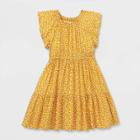 Girls' Short Sleeve Challis Dress - Cat & Jack Medium Mustard Yellow