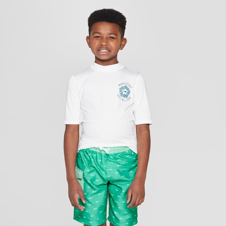 Boys' 'nantucket Sailing Club' Rash Guard - Cat & Jack White
