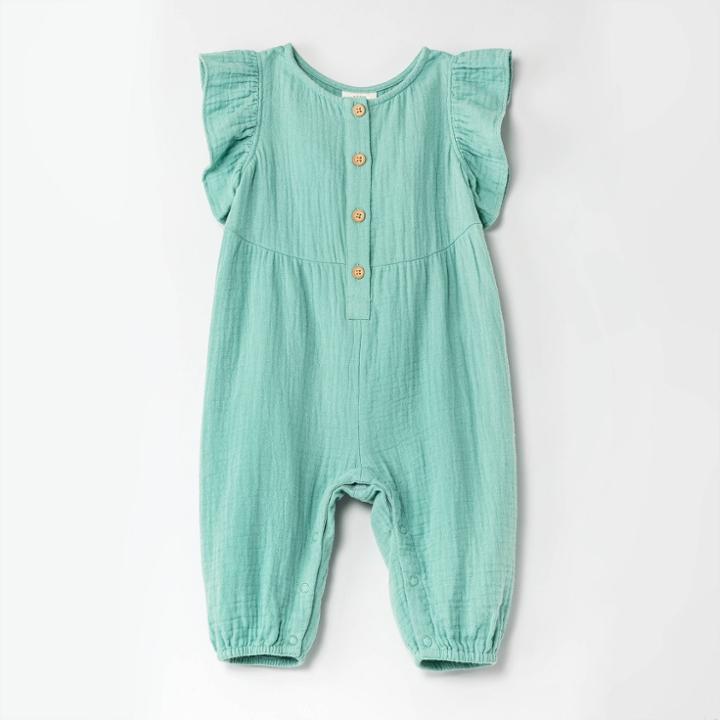 Baby Girls' Gauze Flutter Sleeve Romper - Cat & Jack Green Newborn