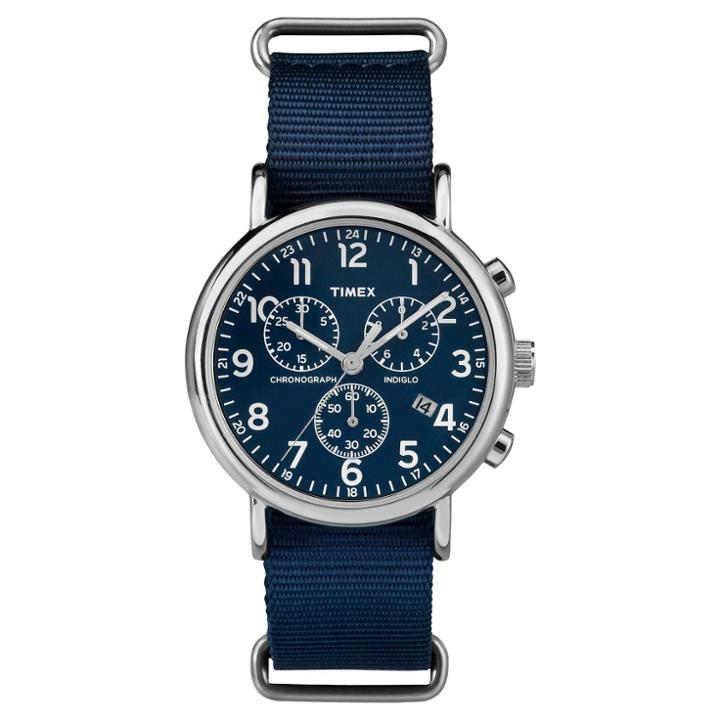 Timex Weekender Slip Thru Nylon Strap Chronograph Watch - Blue Tw2p71300jt, Adult Unisex