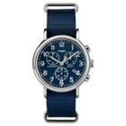 Timex Weekender Slip Thru Nylon Strap Chronograph Watch - Blue Tw2p71300jt, Adult Unisex