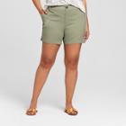 Women's Plus Size Chino Shorts - Ava & Viv Green
