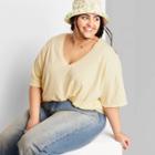 Women's Short Sleeve Relaxed Fit V-neck T-shirt - Wild Fable Yellow
