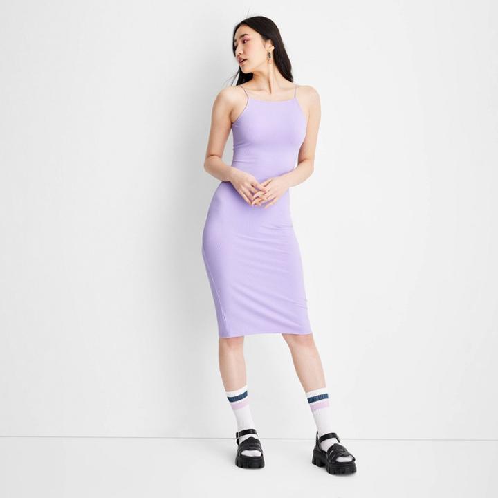 Women's Sleeveless Rib-knit Bodycon Midi Dress - Future Collective With Gabriella Karefa-johnson Lavender Xxs, Purple