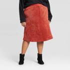 Women's Plus Size Cord Mitered Skirt - Prologue Red 16w, Women's, Brown