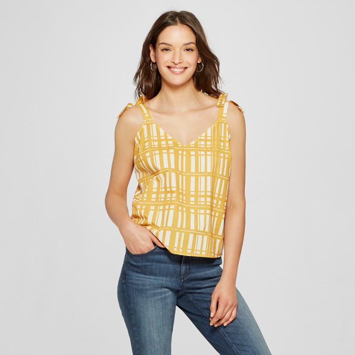 Women's Plaid Shoulder Tie Tank - Universal Thread Yellow
