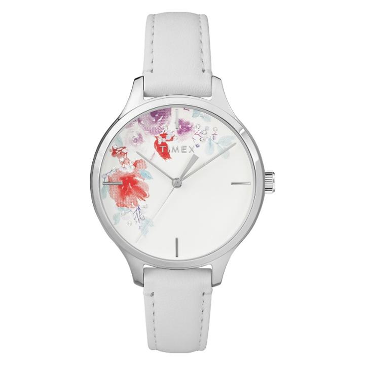 Women's Timex Crystal Bloom Watch With Leather Strap - White Tw2r66800jt