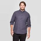 Men's Tall Standard Fit Long Sleeve Northrop Poplin Button-down Shirt - Goodfellow & Co Navy Voyage Xlt, Men's, Blue Voyage
