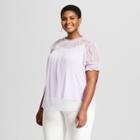 Women's Plus Size Short Sleeve Mesh Top - Ava & Viv Lilac (purple)