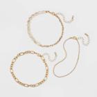 Pearl Chain Anklet Set 3pc - A New Day Gold