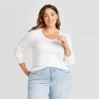 Women's Plus Size Long Sleeve T-shirt - Ava & Viv White 1x, Women's,