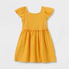 Toddler Girls' Short Sleeve Solid Knit Washed Dress - Cat & Jack Yellow