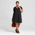 Women's Plus Size Cross Front T-shirt Dress - Ava & Viv Black