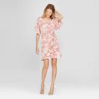 Women's Floral Print Ruffle Wrap Dress - Lux Ii - Purple