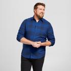 Men's Big & Tall Long Sleeve Lightweight Flannel Button-down Shirt - Goodfellow & Co Blue Ribbon