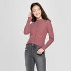 Women's Striped Long Sleeve Turtleneck Top - Soul Cake (juniors') Red/ivory