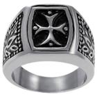 Men's Daxx Stainless Steel Band With Vintage Style Pattee Cross Design - Silver/black
