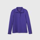 Girls' Long Sleeve Interlock Uniform Polo Shirt - Cat & Jack Purple