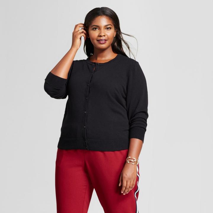 Women's Plus Size Any Day Cardigan - A New Day Black