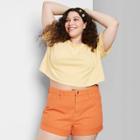 Women's Plus Size Super-high Rise Rolled Cuff Mom Jean Shorts - Wild Fable Orange