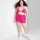Women's Plus Size High-rise Towel Terry Dolphin Shorts - Wild Fable Pink