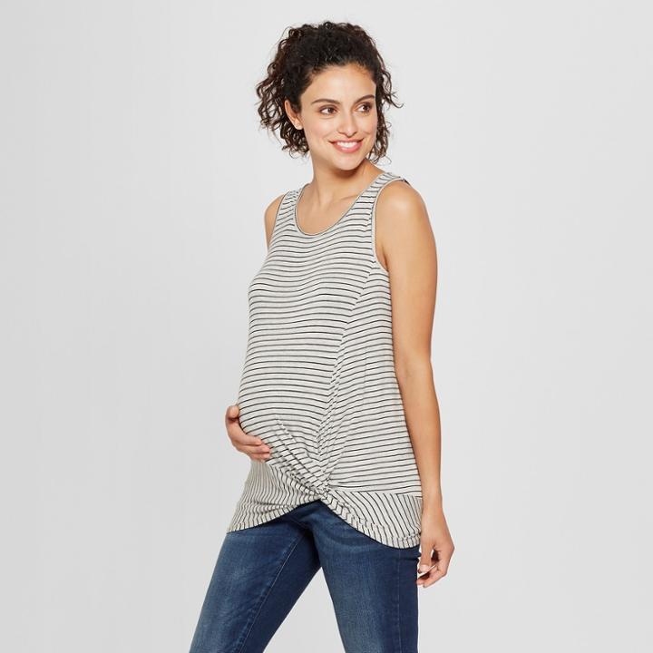 Macherie Maternity Sleeveless Striped Knot Front Top - Ma Cherie Gray/black Xl, Infant Girl's