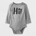 Baby Boys' 'hi!' Long Sleeve Bodysuit - Cat & Jack Gray Newborn