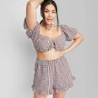 Women's Bra Top - Wild Fable Brown Gingham