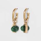 Semi-precious Green Jasper Stone Oval Hoop Earrings - Universal Thread Green