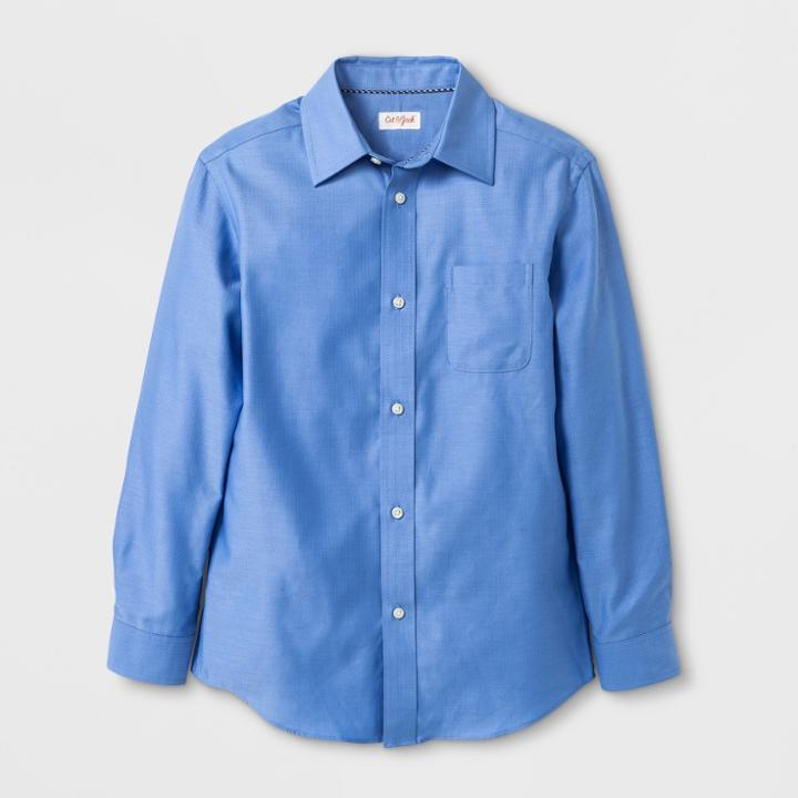 Boys' Long Sleeve Button-down Shirt - Cat & Jack Blue S, Boy's,