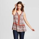 Women's Floral Printed Peplum Tank With Tassels - Knox Rose Rust